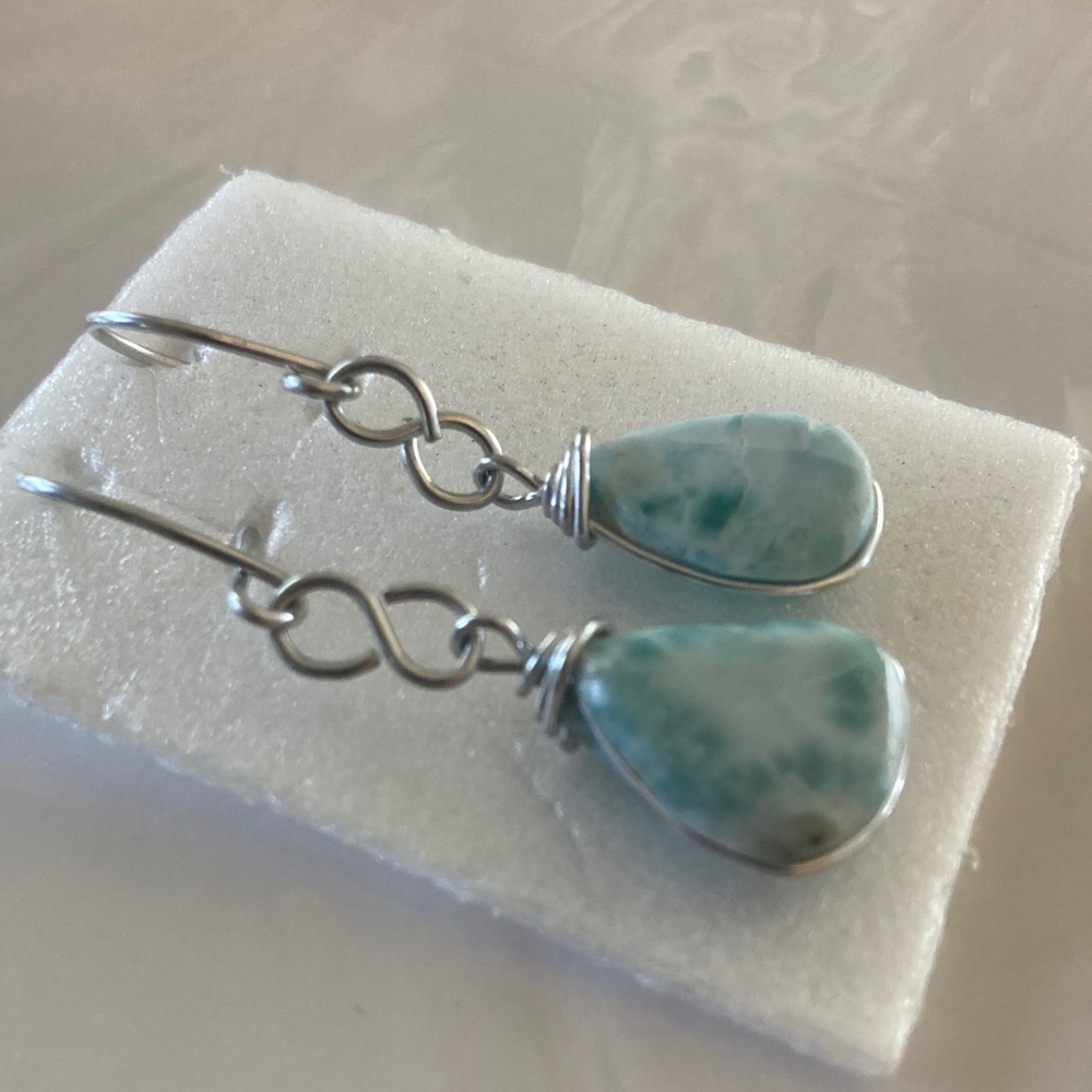 Earrings Larimar from the Dominican Republic! I bought while traveling - Picture 3 of 5